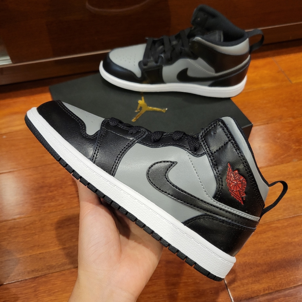 New Nike Air Jordan 1 Mid "Shadow" Kids Sneakers